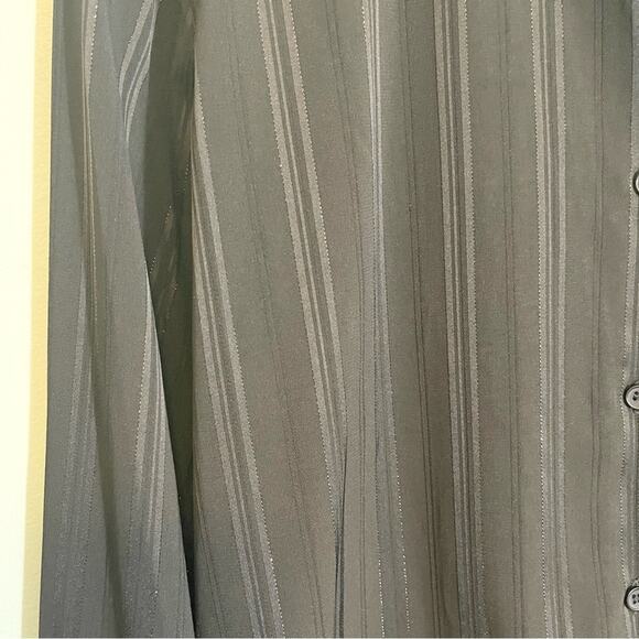 1830 Womens Stretch Striped Collared Long Sleeve Button Down Shirt Black XL NWT - Picture 11 of 12